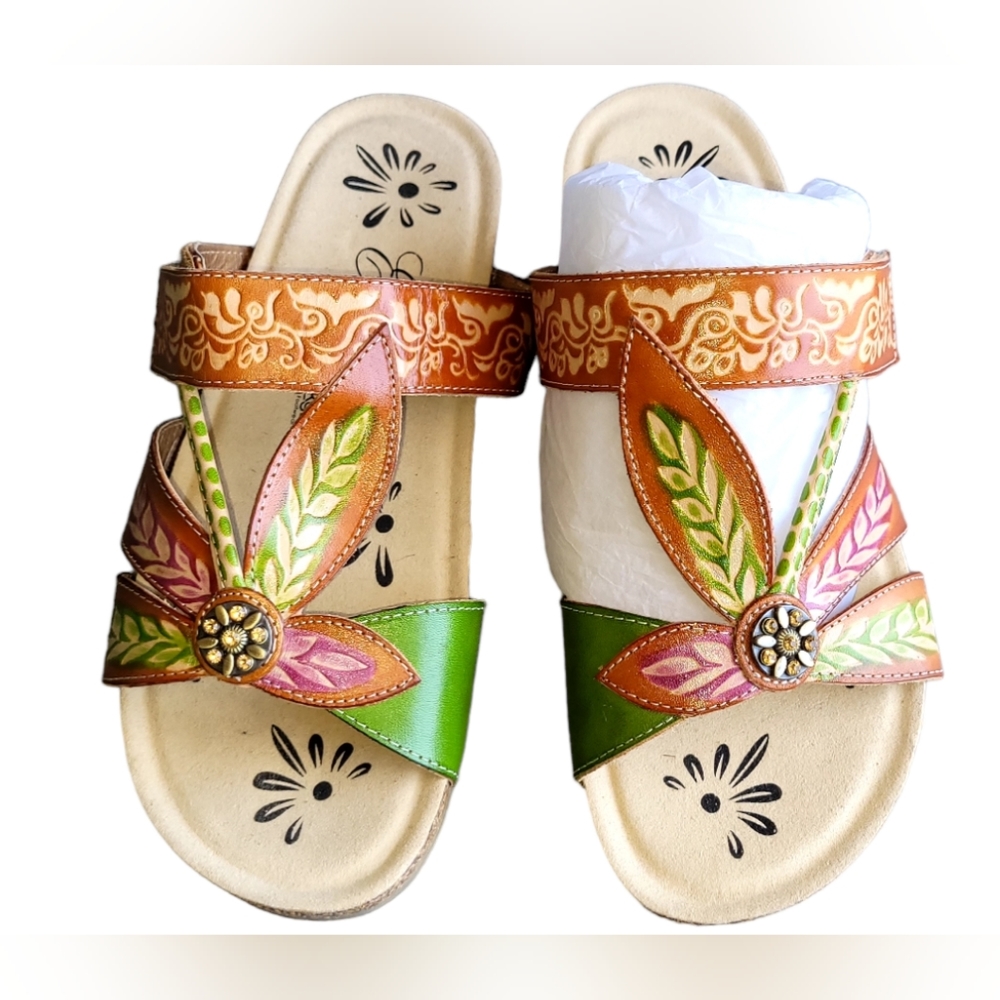 Corkys Elite Baltic Leather Sandles, Amber